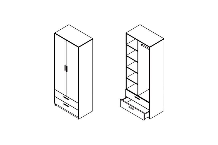 Шафа Форте-1 (80х49х206 см, дуб крафт сірий + білий) md-sh-nd80-db-krf-sr-bl фото