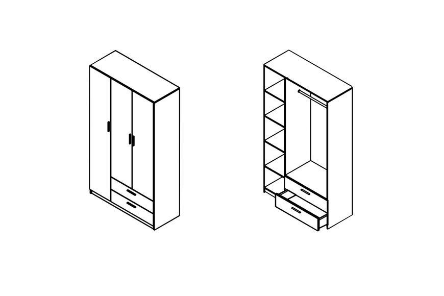 Шафа Форте-2 (120х49х206 см, сірий шифер + білий) md-sh-nd120-sr-sh-bl фото