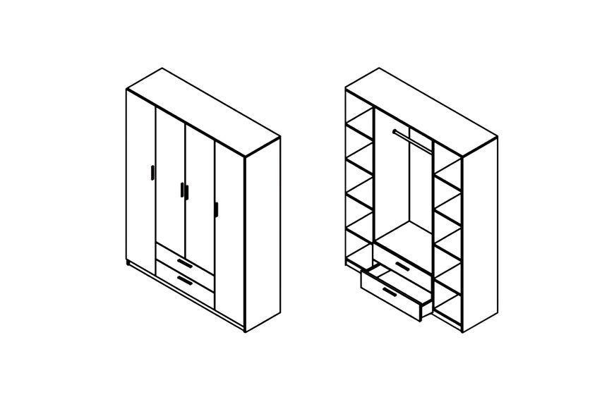 Шафа Форте-3 (160х49х206 см, кашемір + білий) md-sh-nd160-kshm-bl фото