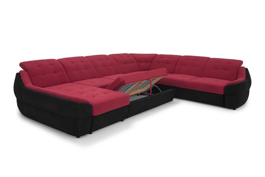 Кутовий диван Спейс XXL (375 &times; 310 см, бордовий з чорним) IMI Premium kspsxxl-l-ll65-ll99-ll65 фото